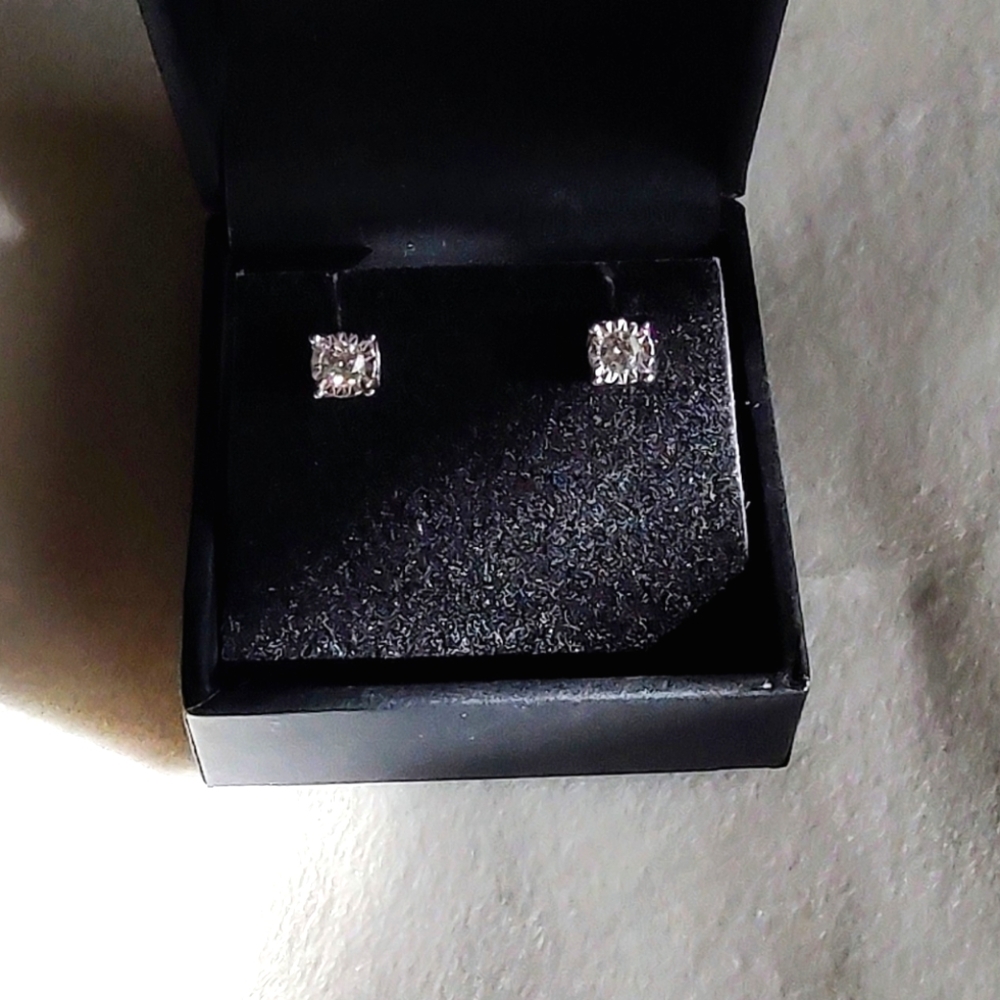 Two Tone Diamond Stud Earrings